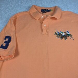Polo Ralph Lauren Polo Shirt Mens XL Orange Cotton Classic Fit Pony Logo